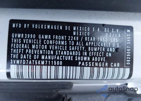 2019 Volkswagen Beetle 2.0T Final Edition Se/2.0T Final Edition Sel/2.0T S z USA, uszkodzony, nr VIN 3VWFD7AT5KM711500